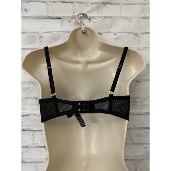 Victoria’s Secret Size 32DD Plunge Bra Black Lace Overlay Sexy Neglige Boudoir - Picture 3 of 11